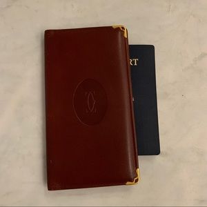 Burgundy Must de Cartier Travel passport/address book or check book holder.